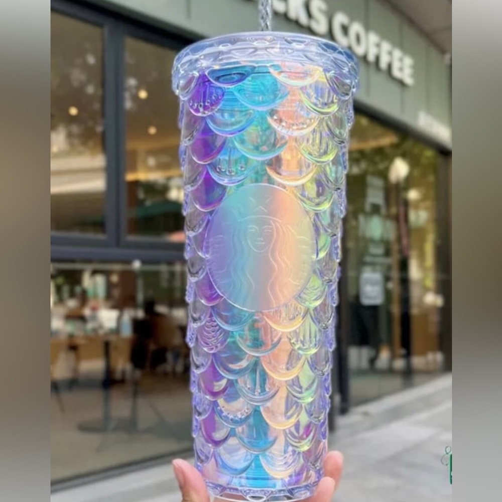 Starbucks China Siren Scales Cup Unicorn Aurora Glitter Mermaid Tumbler 24oz New